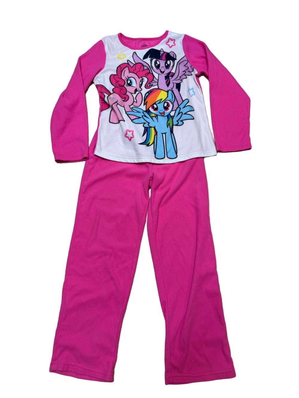 My Little Pony Girls 7/8 Pink Fleece Pajama Set Pinkie Pie Rainbow Dash